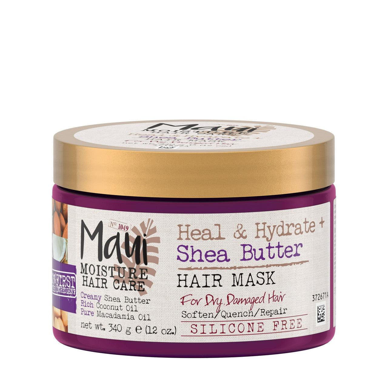 Maui Moisture Heal and Hydrate Plus Shea Butter Hair Mask Jar, 12 Oz